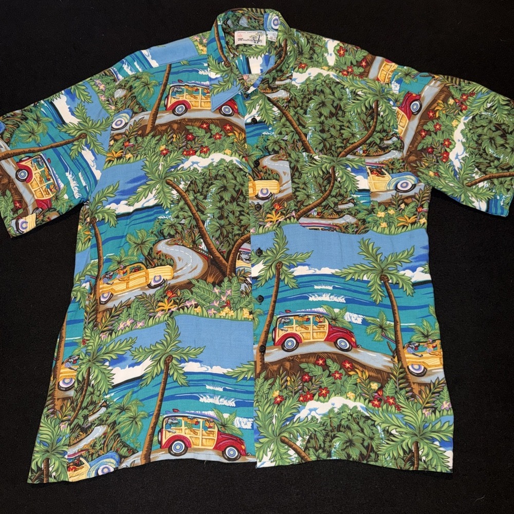 Monticerutti Vintage Hawaiian "Dog's in Woody's" Short‎ Sleeve Mens Large